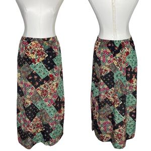 Vintage Patchwork Print Maxi Skirt